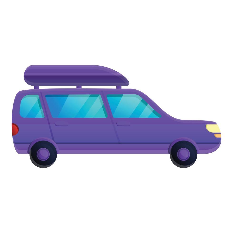 ícone de carro de viagem violeta, estilo cartoon vetor