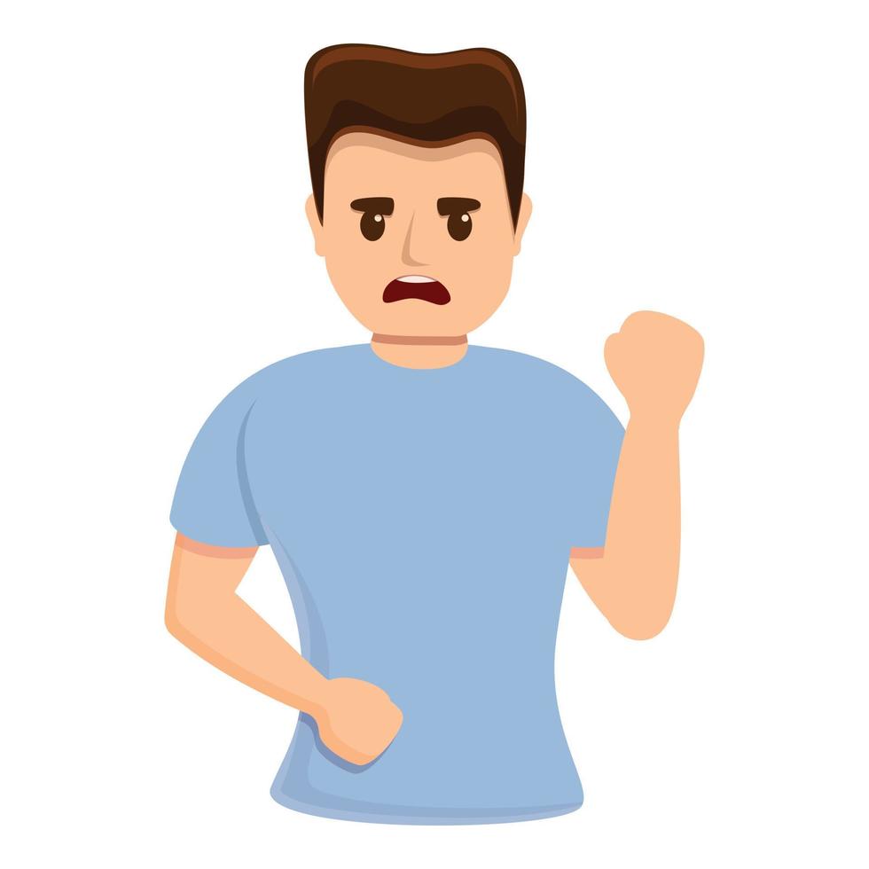 ícone de raiva de menino frustrado, estilo de desenho animado vetor
