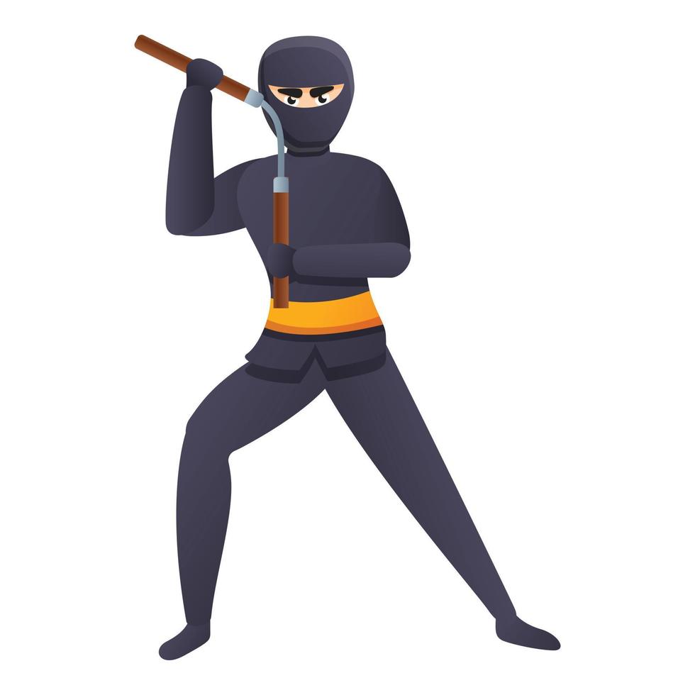 ícone ninja preto, estilo cartoon vetor