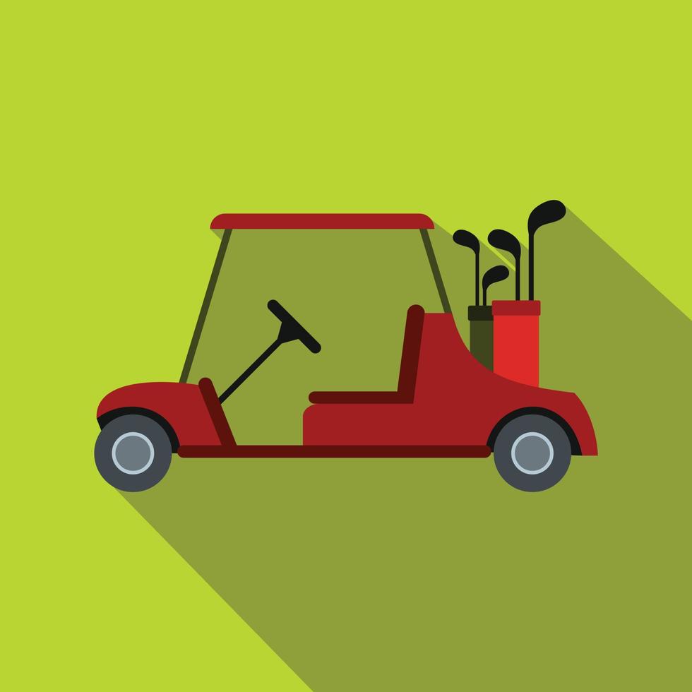 ícone plano de carro de golfe vermelho vetor