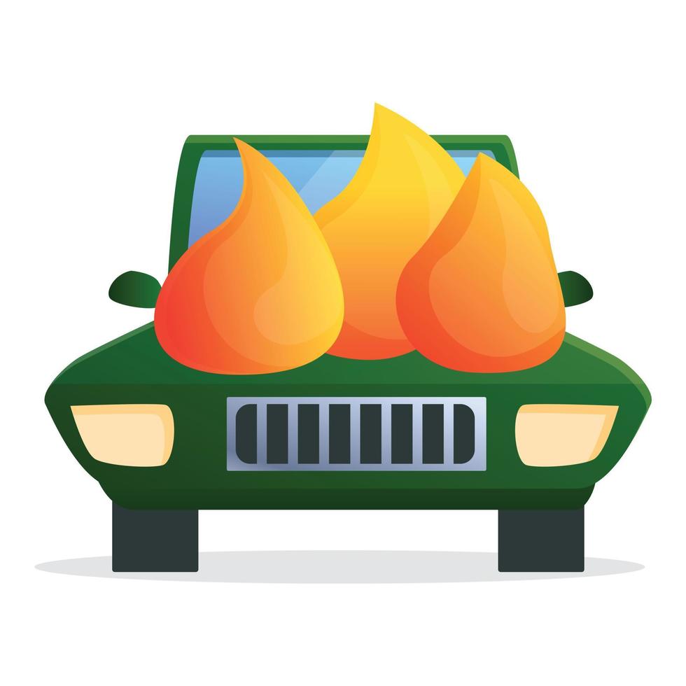 carro em ícone de acidente de fogo, estilo cartoon vetor