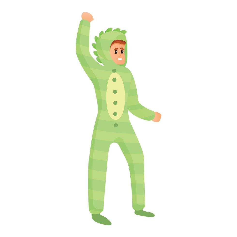 ícone de menino de pijama dino verde, estilo cartoon vetor