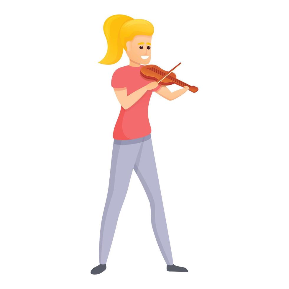 ícone de violinista de garota, estilo cartoon vetor