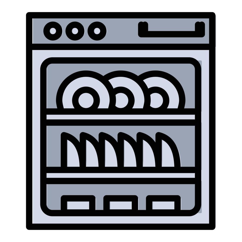 ícone moderno da máquina de lavar louça, estilo de estrutura de tópicos vetor