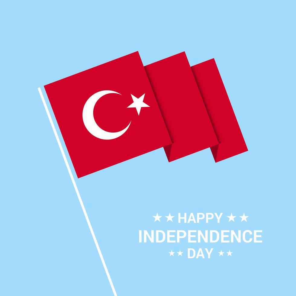 design tipográfico do dia da independência da turquia com vetor de bandeira
