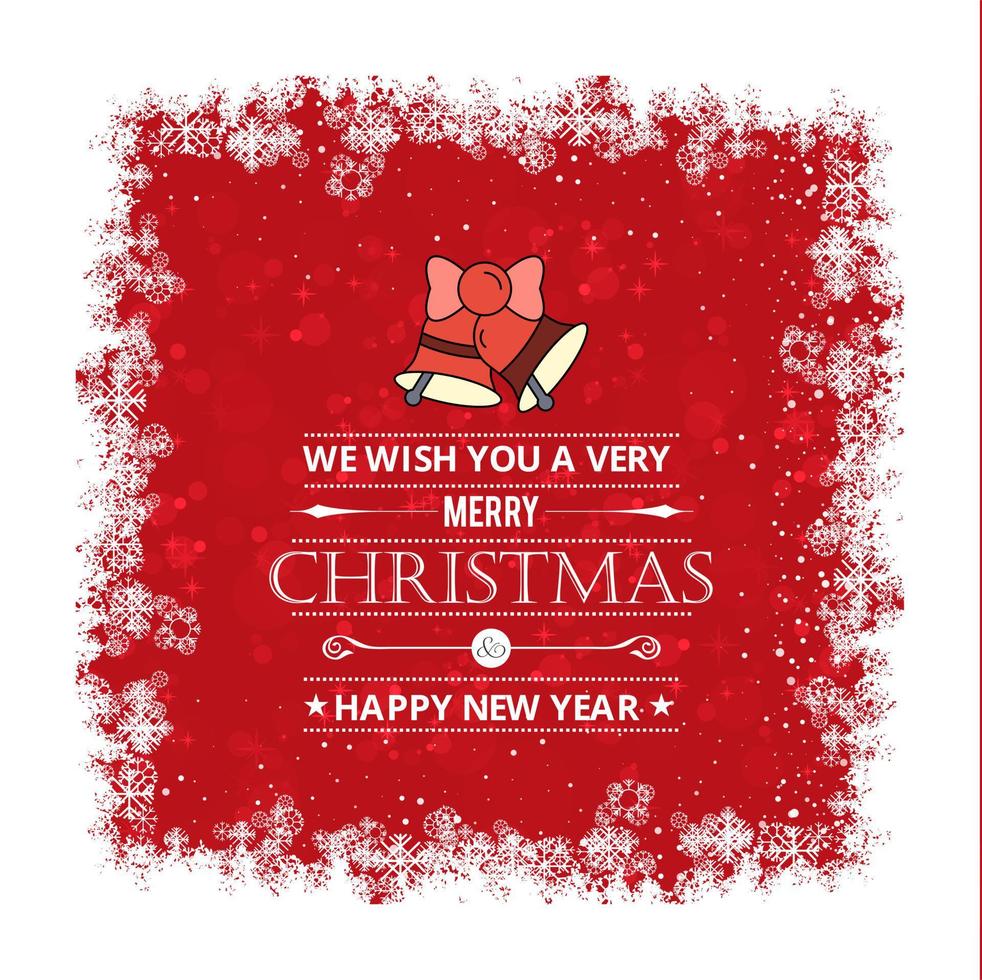 cartão de feliz natal com fundo vermelho e vetor de tipografia