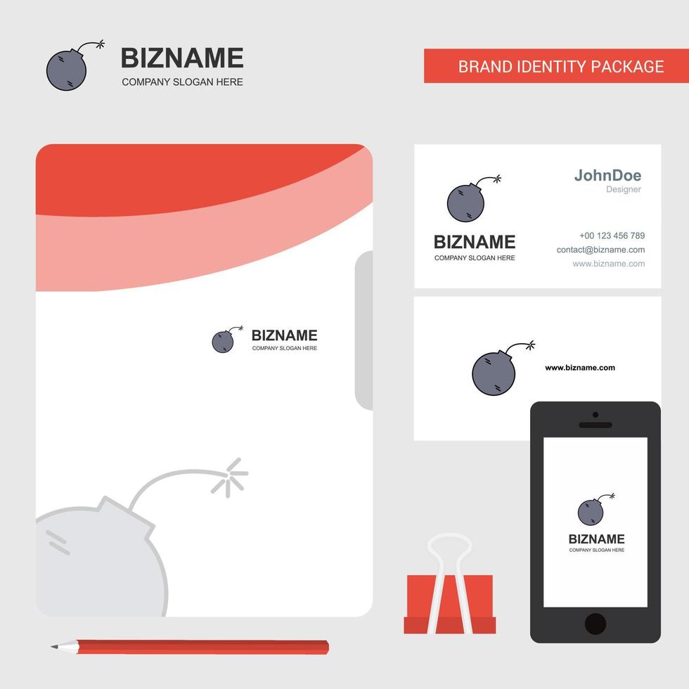 cartão de visita de capa de arquivo de logotipo de negócios de bomba e ilustração vetorial de design de aplicativo móvel vetor