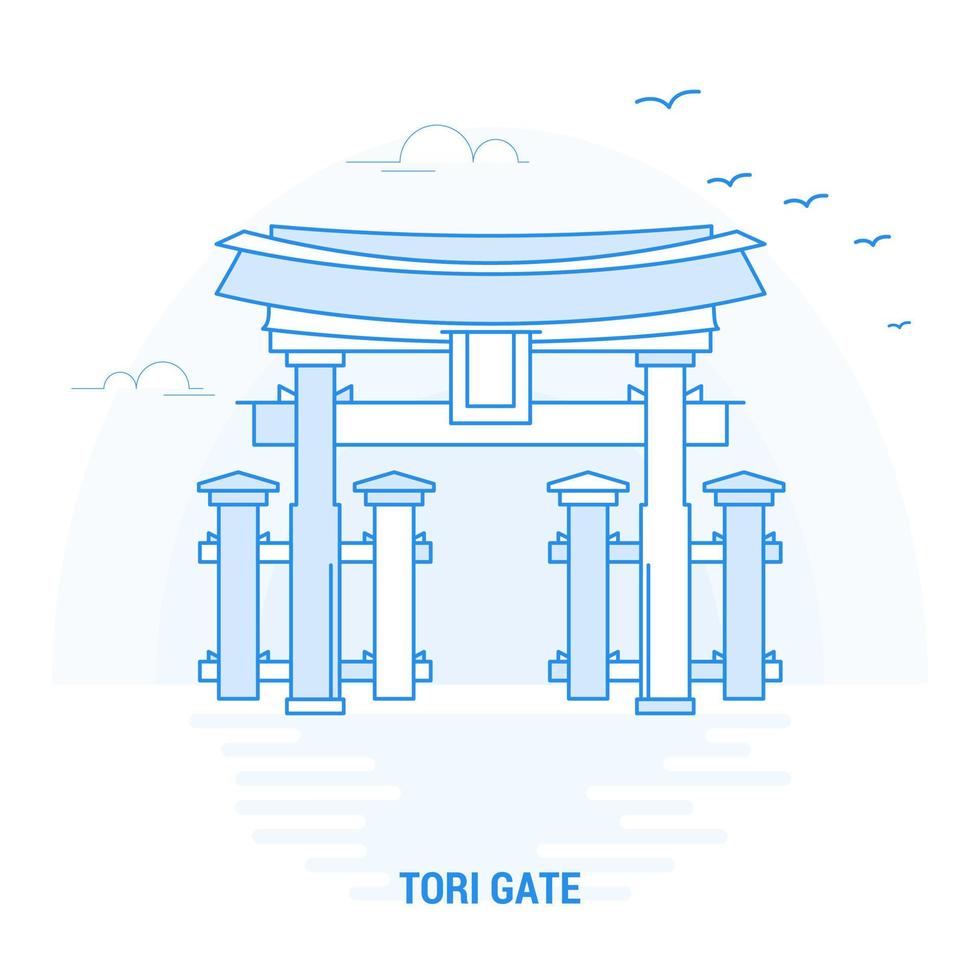 modelo de pôster e plano de fundo criativo do portão azul tori gate vetor