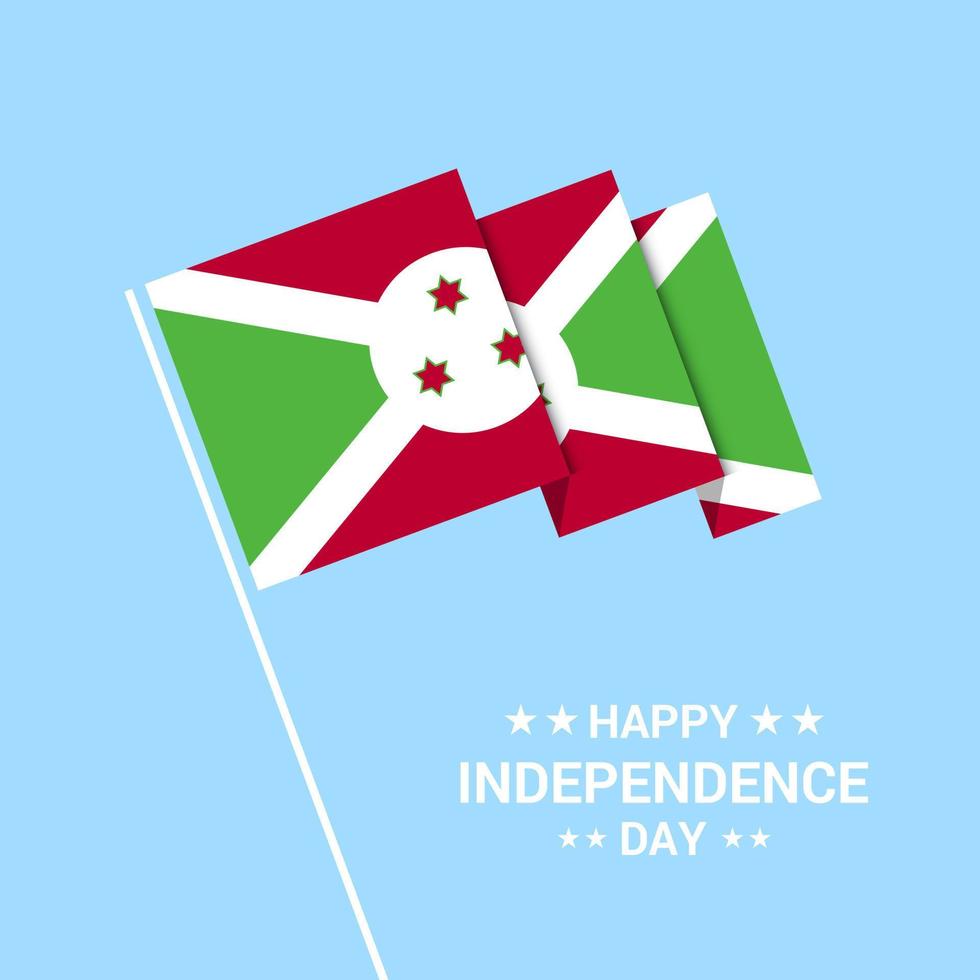 design tipográfico do dia da independência do burundi com vetor de bandeira