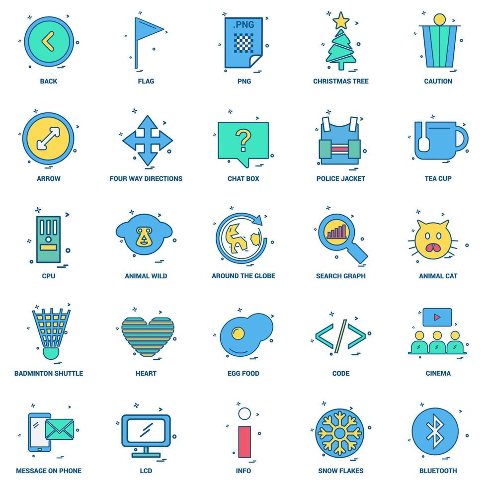 25 conceito de negócios misturar conjunto de ícones de cores planas vetor