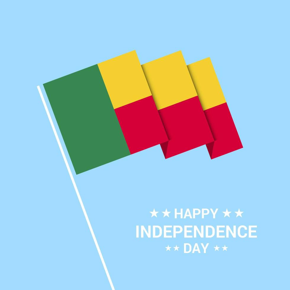 design tipográfico do dia da independência de benin com vetor de bandeira