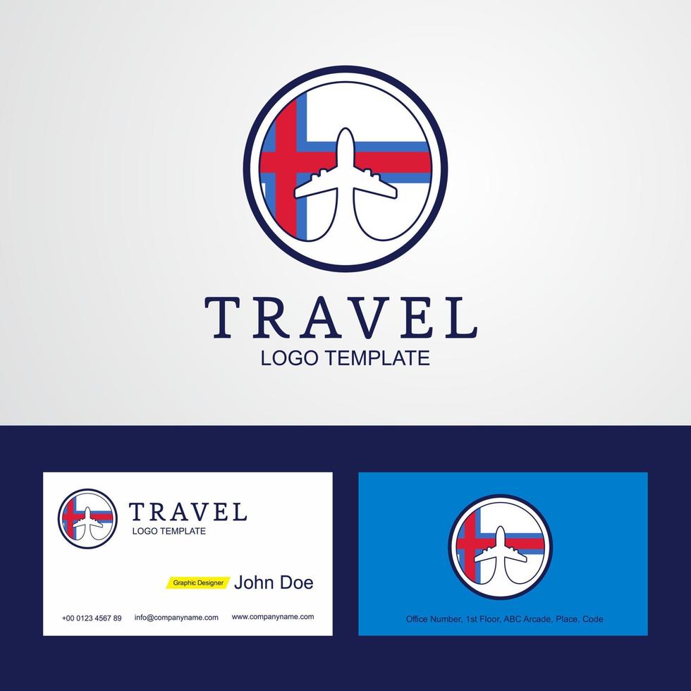 viagem ilhas faroé logotipo criativo da bandeira do círculo e design de cartão de visita vetor