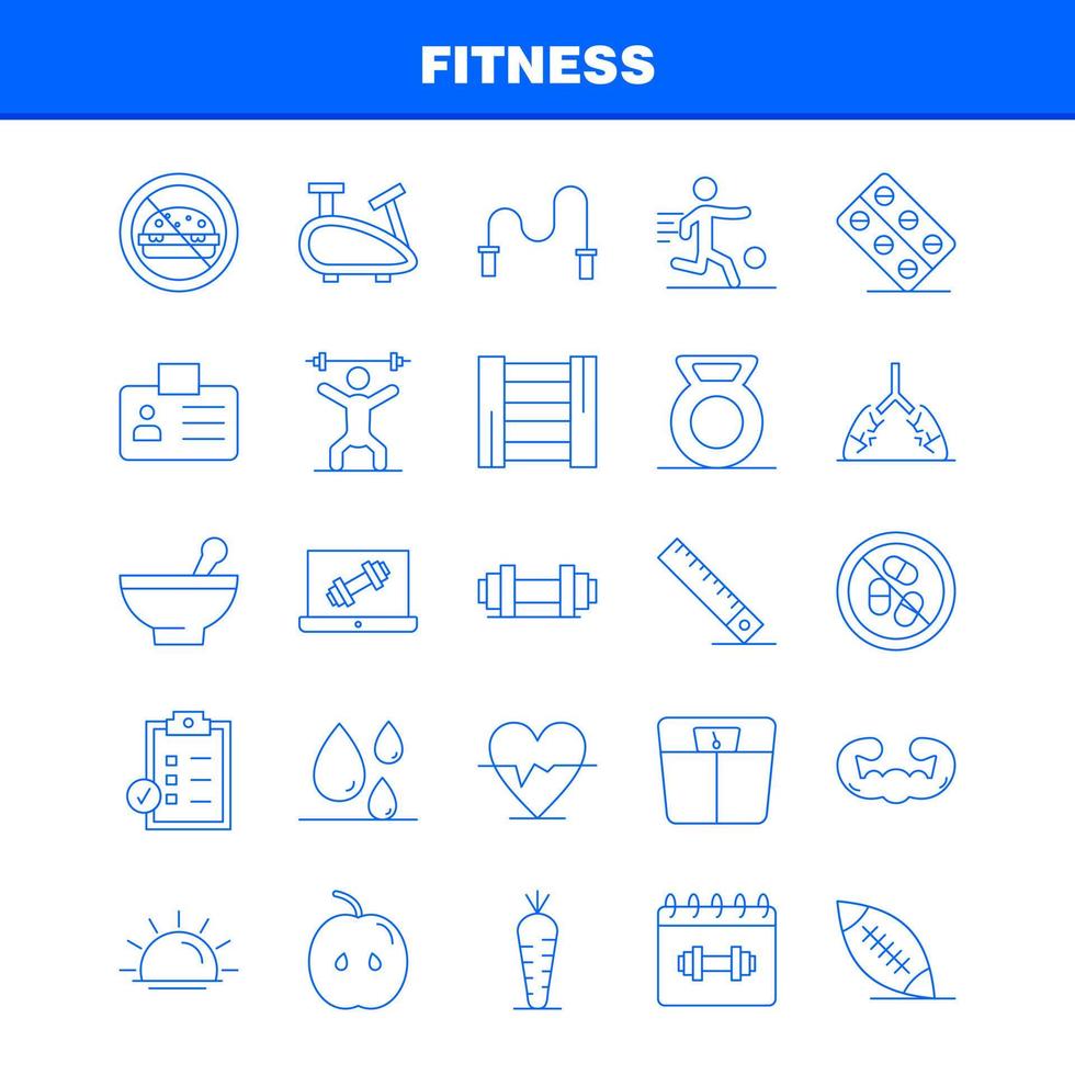 conjunto de ícones de linha de fitness para infográficos kit uxui móvel e design de impressão incluem vetor de conjunto de ícones de cartão de identificação de fitness de fitness de comida de maçã