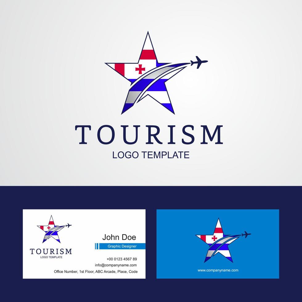 logotipo de estrela criativa de bandeira de ajaria de viagem e design de cartão de visita vetor