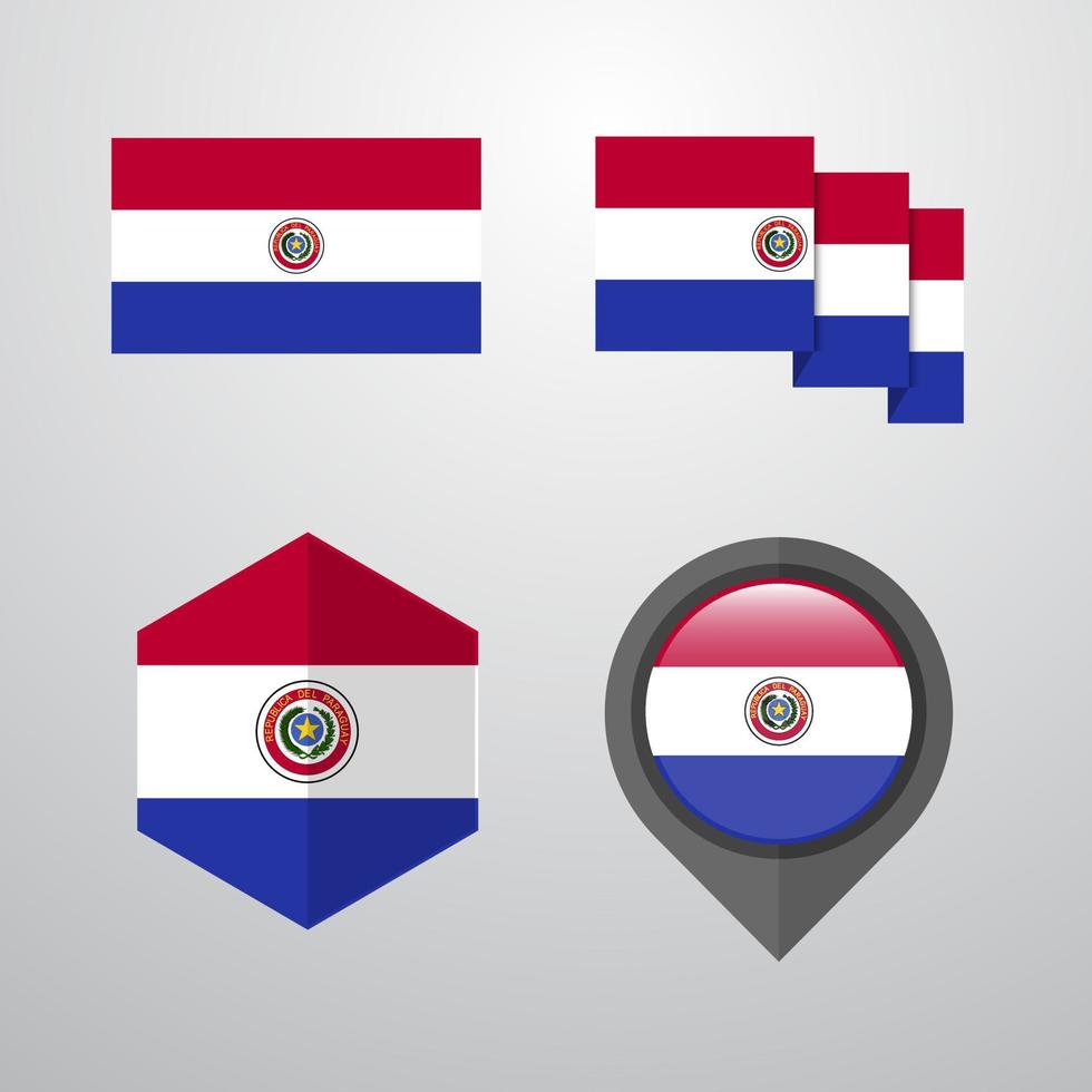 vetor de conjunto de design de bandeira do paraguai