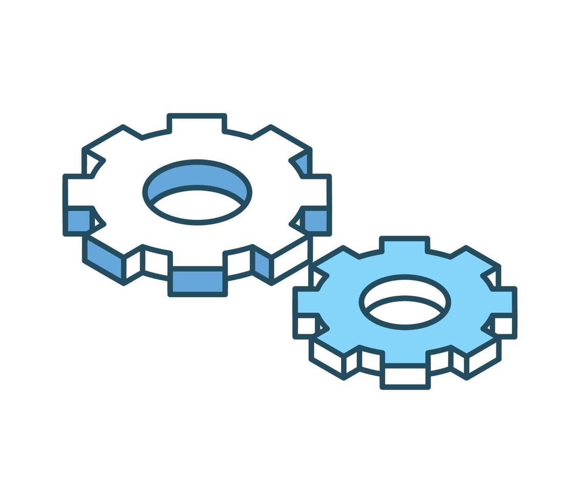 ícone de engrenagens isométricas vetor