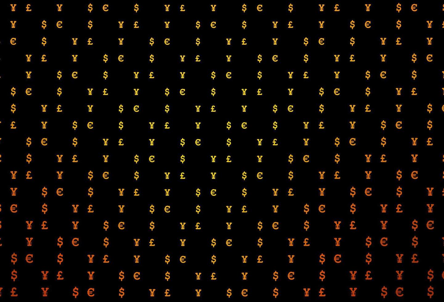 textura de vetor laranja escuro com símbolos financeiros.