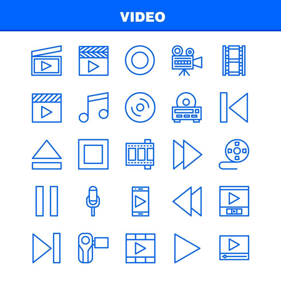 pacote de ícones de linha de vídeo para designers e desenvolvedores ícones do diretor entretenimento filme vídeo filme vídeo vídeo multimídia vetor
