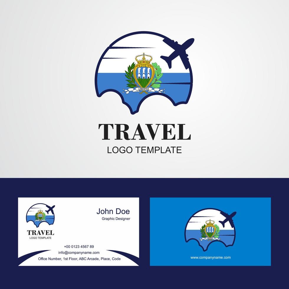 logotipo da bandeira de san marino de viagem e design de cartão de visita vetor