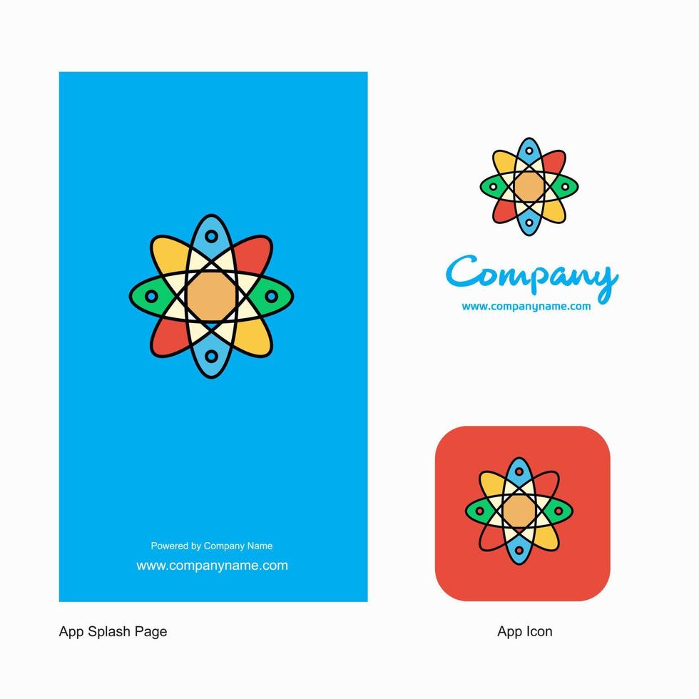 ícone do aplicativo do logotipo da empresa nuclear e design da página inicial elementos criativos de design do aplicativo de negócios vetor