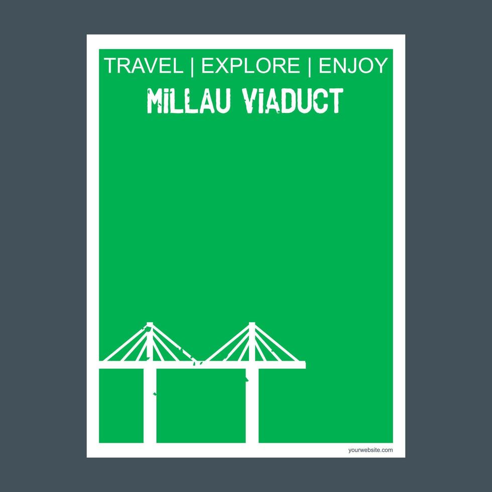 viaduto de millau milau frança monumento marco brochura estilo plano e vetor de tipografia