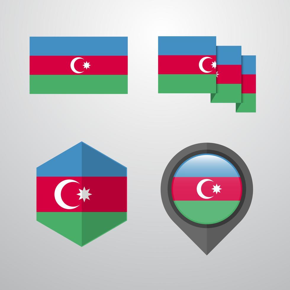 vetor de conjunto de design de bandeira do azerbaijão
