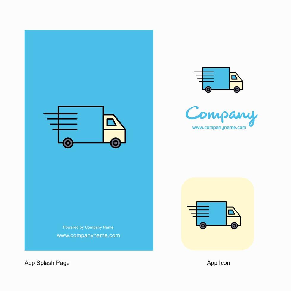 ícone de aplicativo de logotipo de empresa de caminhão e design de página inicial elementos de design de aplicativo de negócios criativos vetor