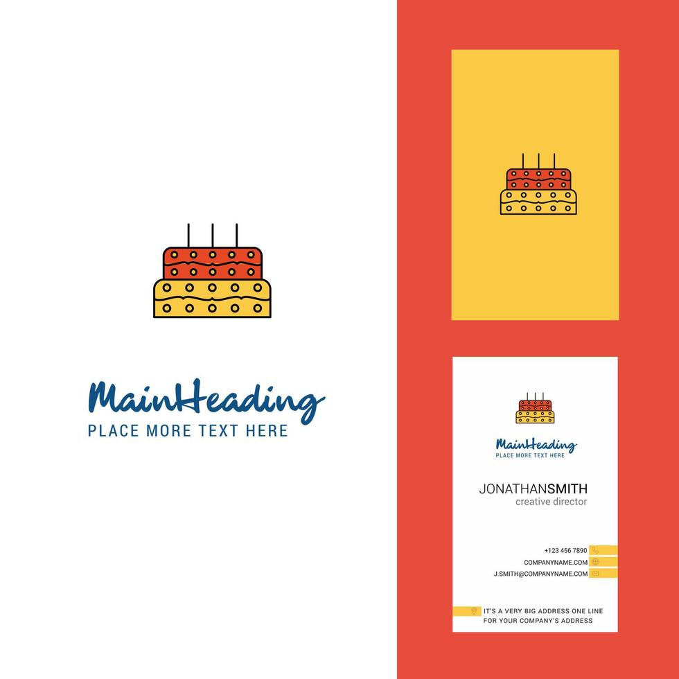 logotipo criativo de bolo de aniversário e vetor de design vertical de cartão de visita