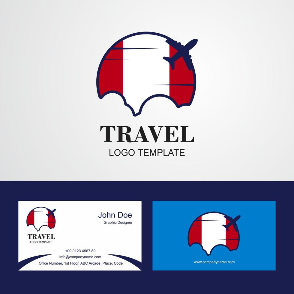 logotipo da bandeira do peru de viagem e design de cartão de visita vetor