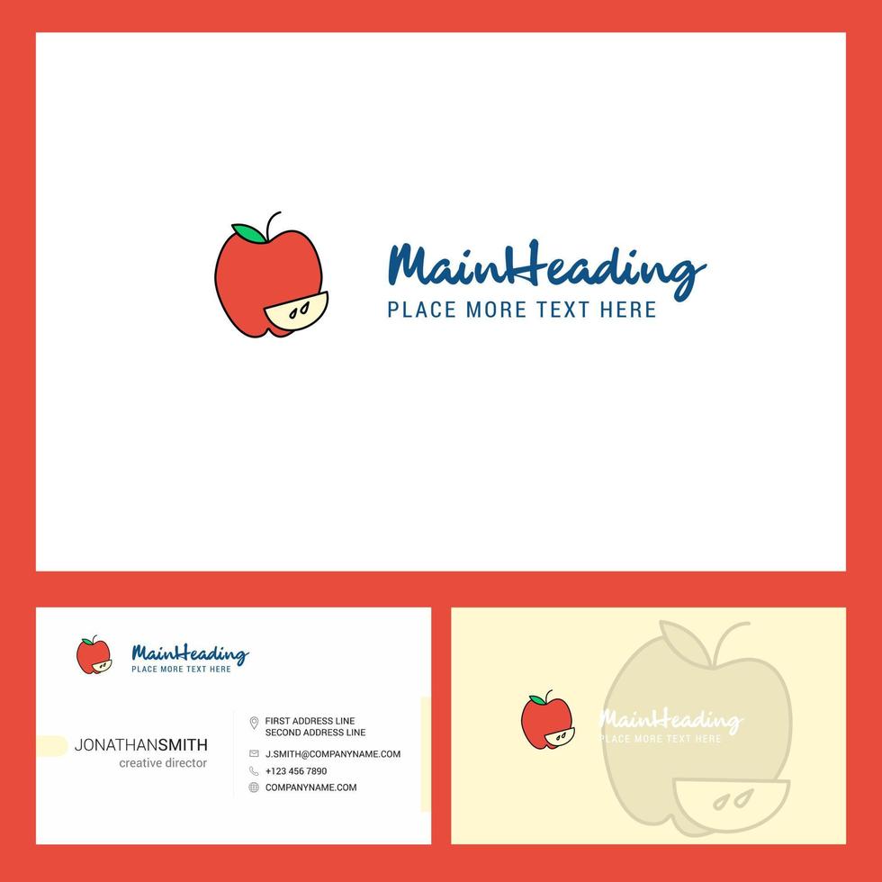 design de logotipo da apple com slogan frente e verso modelo de cartão busienss vector design criativo