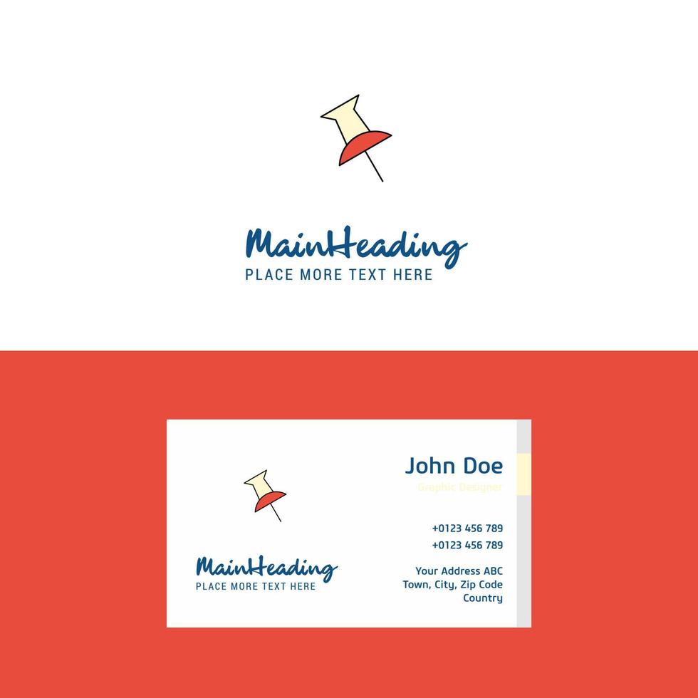 logotipo de alfinete de papel plano e modelo de cartão de visita design de logotipo de conceito de negócios vetor