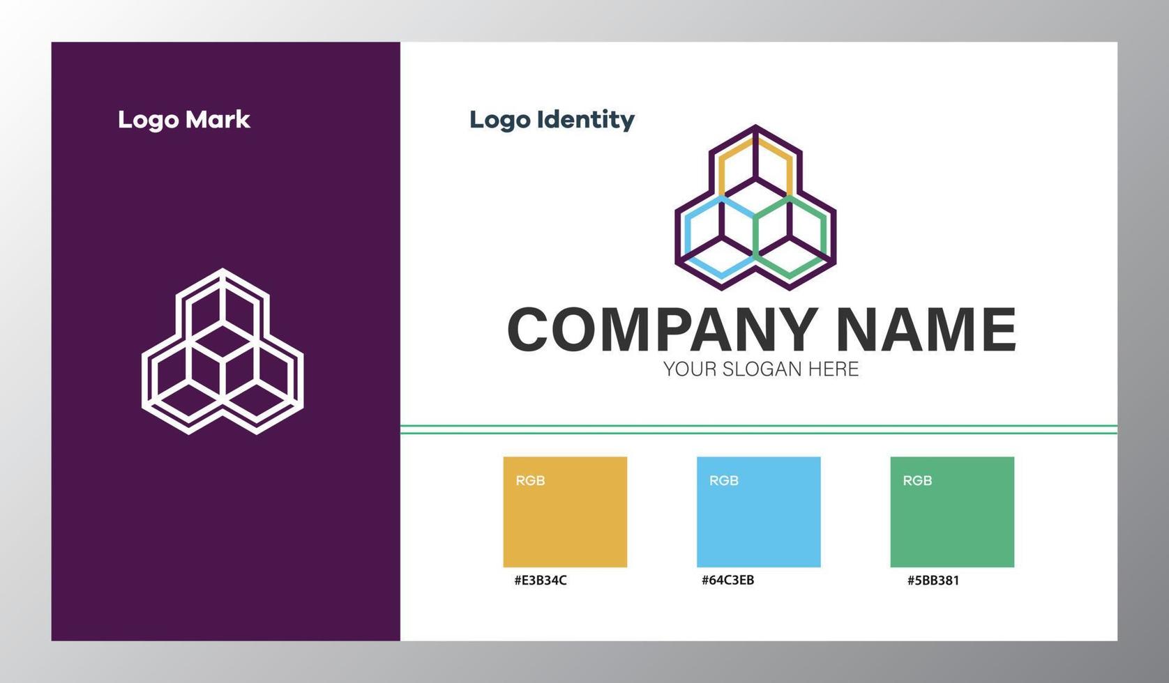 logotipo geométrico abstrato da empresa com guia de cores vetor