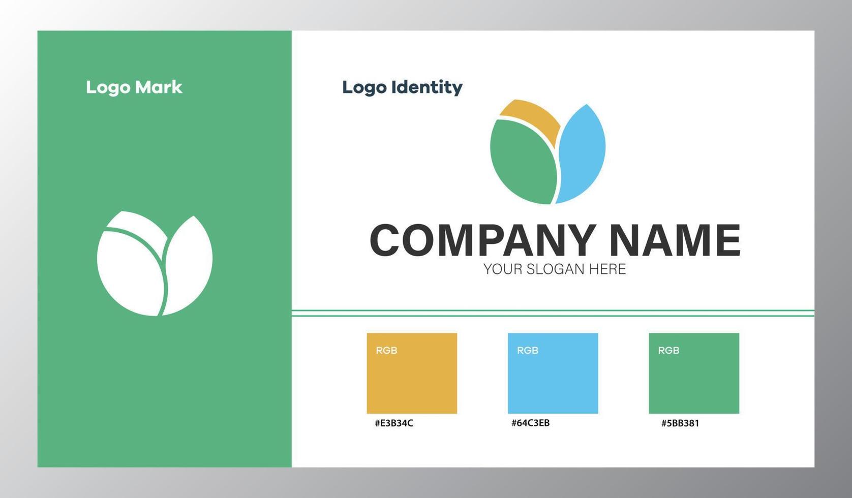 logotipo geométrico abstrato da empresa com guia de cores vetor