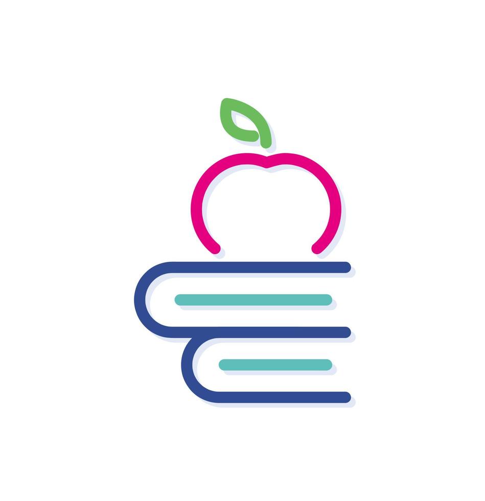 ícone do logotipo da maçã em cima do livro de cores abstratas. linhas modernas com novas cores pop art. conjunto de modelo de estilo limpo de linha em negrito. vetor