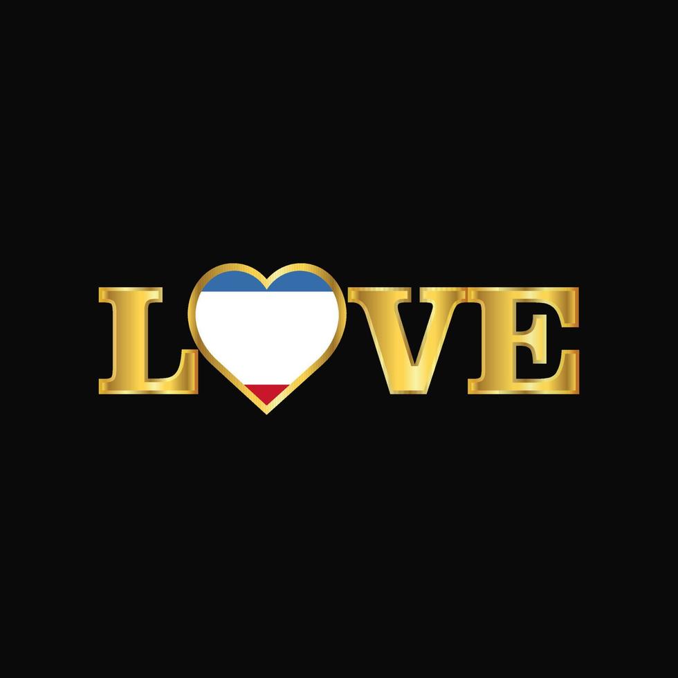 tipografia de amor dourado vetor de design de bandeira da crimeia