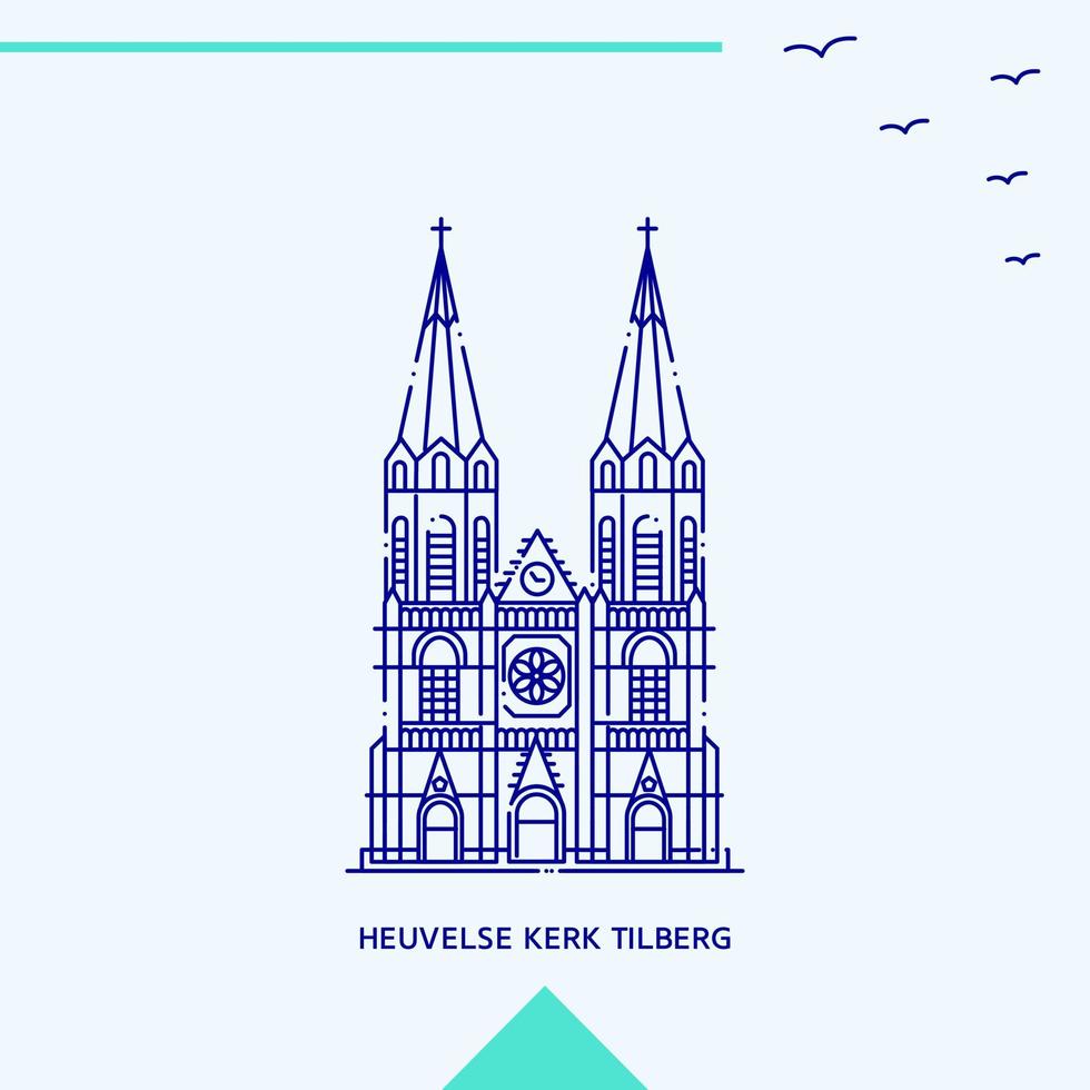 heuvelse kerk tilberg skyline ilustração vetorial vetor