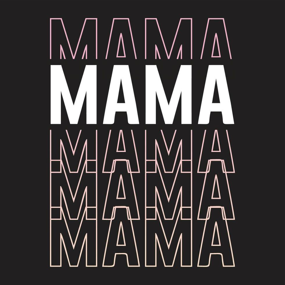 novo design de camiseta de tipografia de efeito de texto colorido gradiente de mamãe para impressão vetor