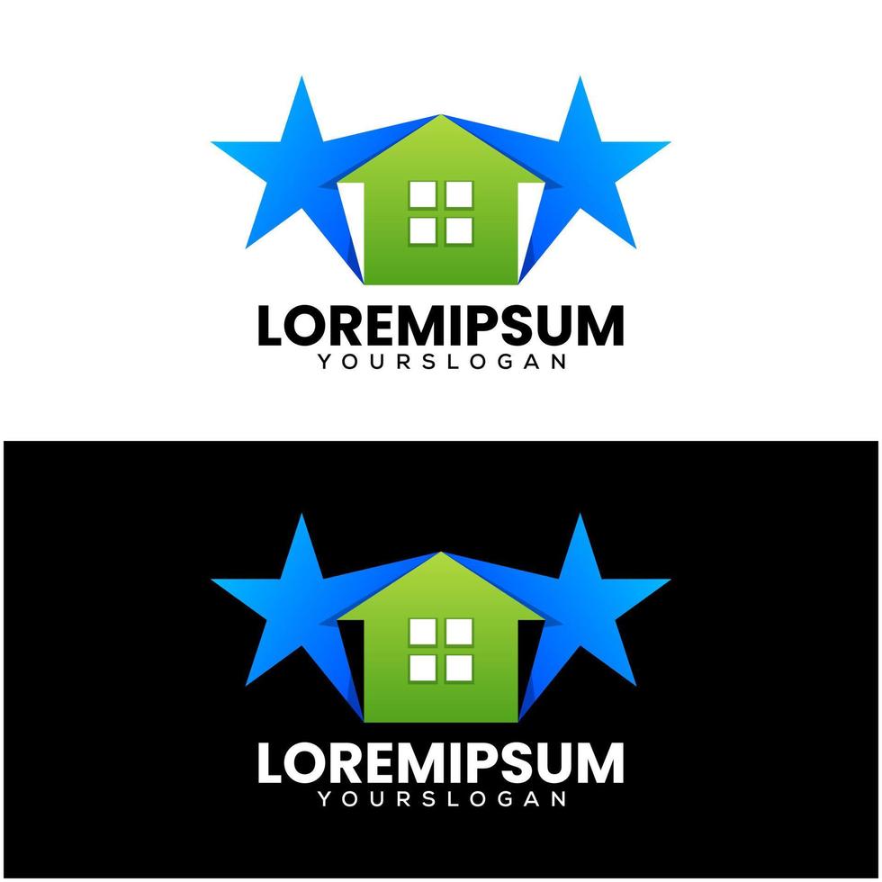 modelo de design de logotipo gradiente estrela em casa vetor