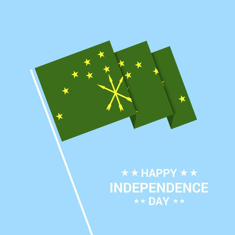 design tipográfico do dia da independência adygea com vetor de bandeira