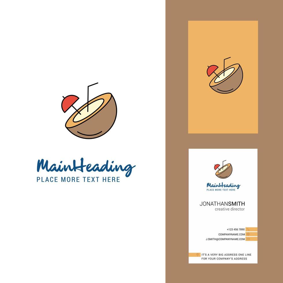 logotipo criativo de coco e vetor de design vertical de cartão de visita