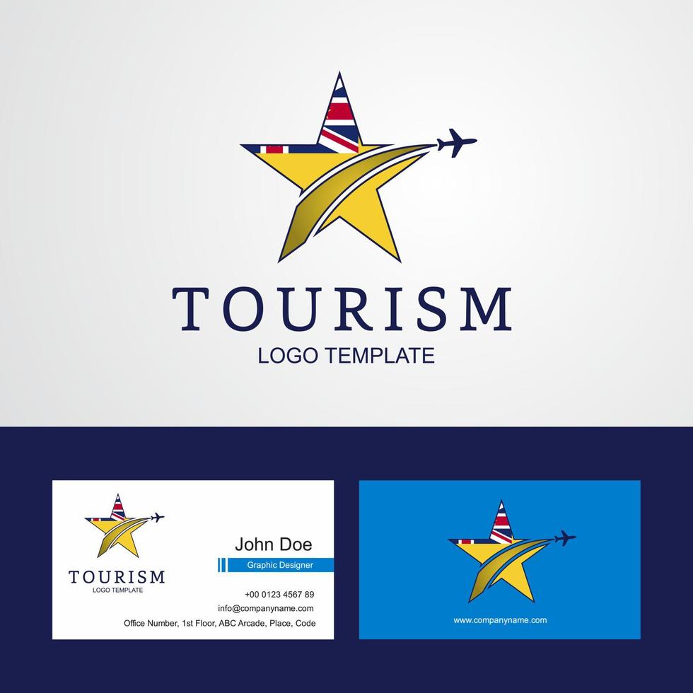 logotipo de estrela criativa de bandeira niue de viagem e design de cartão de visita vetor