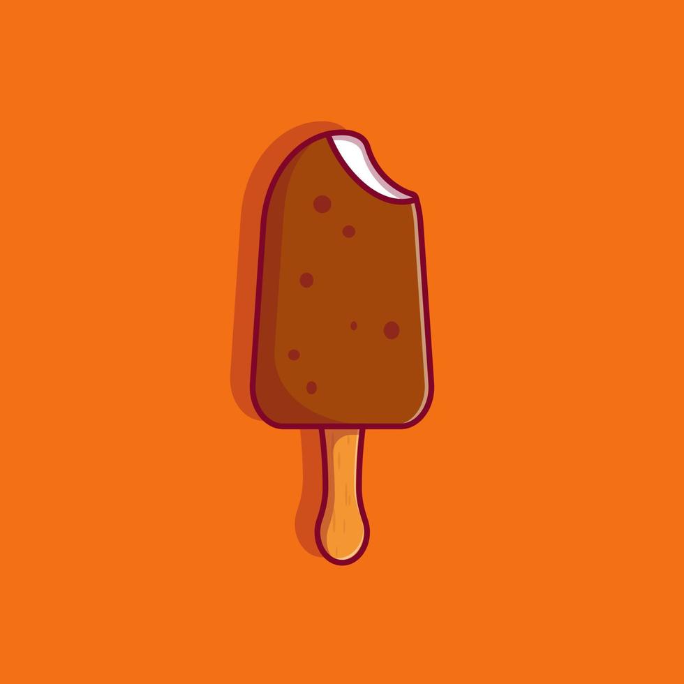 vetor de desenhos animados de bastão de sorvete de chocolate. sorvete com ilustração de palito