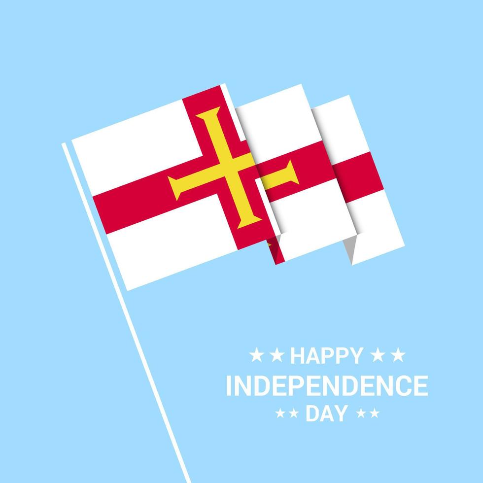 design tipográfico do dia da independência de guernsey com vetor de bandeira