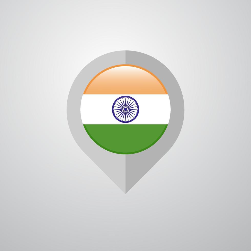 ponteiro de navegação de mapa com vetor de design de bandeira da índia