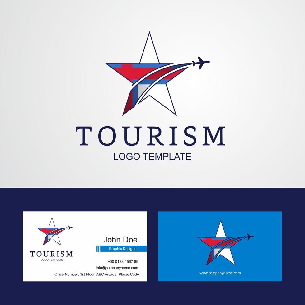 viagens ilhas faroé bandeira criativa logotipo da estrela e design de cartão de visita vetor
