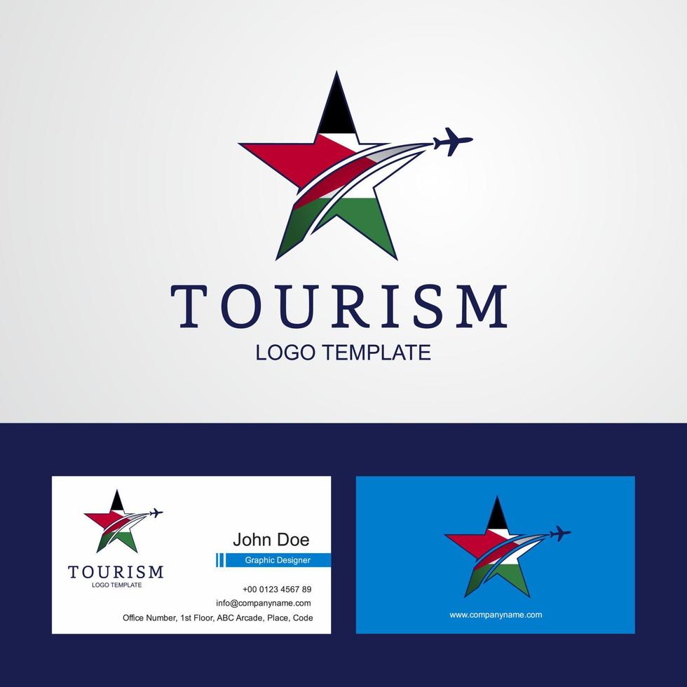 logotipo da estrela criativa da bandeira da Jordânia de viagem e design de cartão de visita vetor