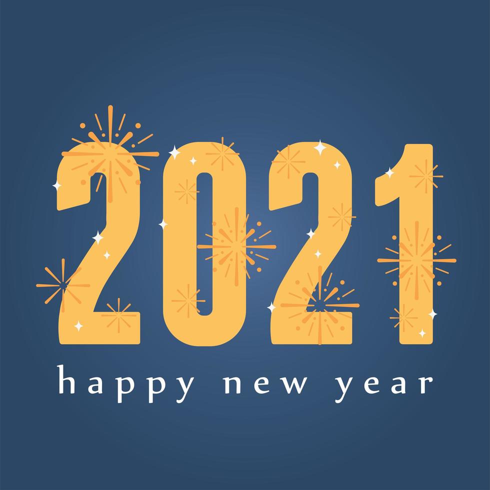 banner com letras feliz ano novo 2021 vetor