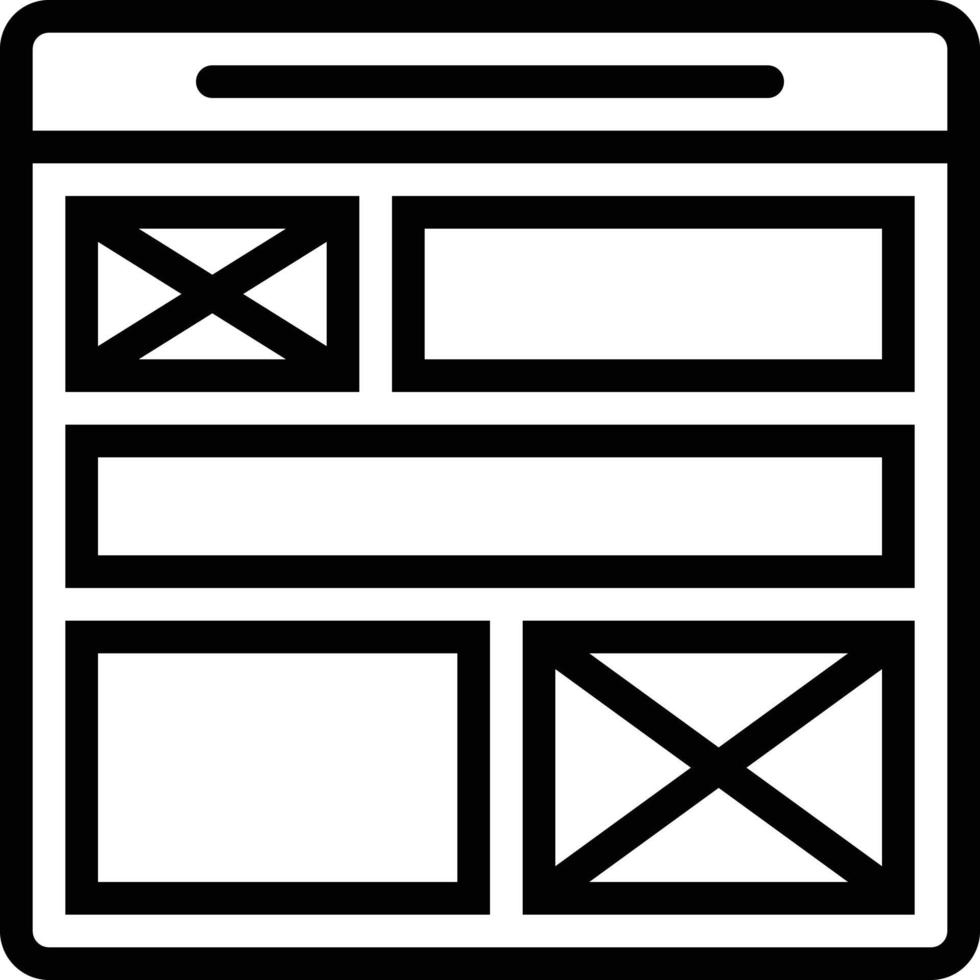 desenvolvimento de software de maquete de estrutura de wireframe - ícone de estrutura de tópicos vetor