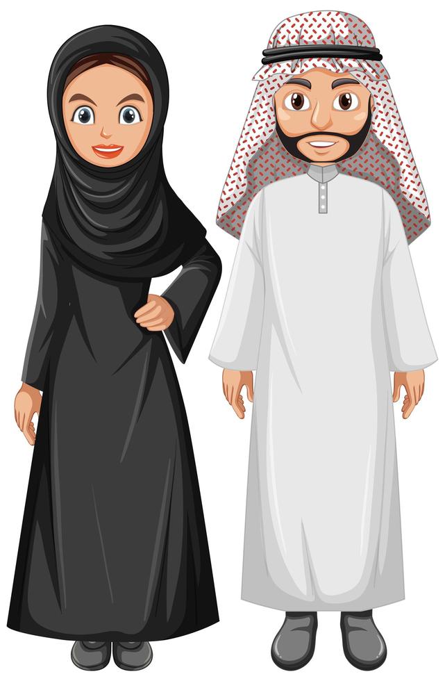 casal árabe adulto vestindo roupas árabes vetor
