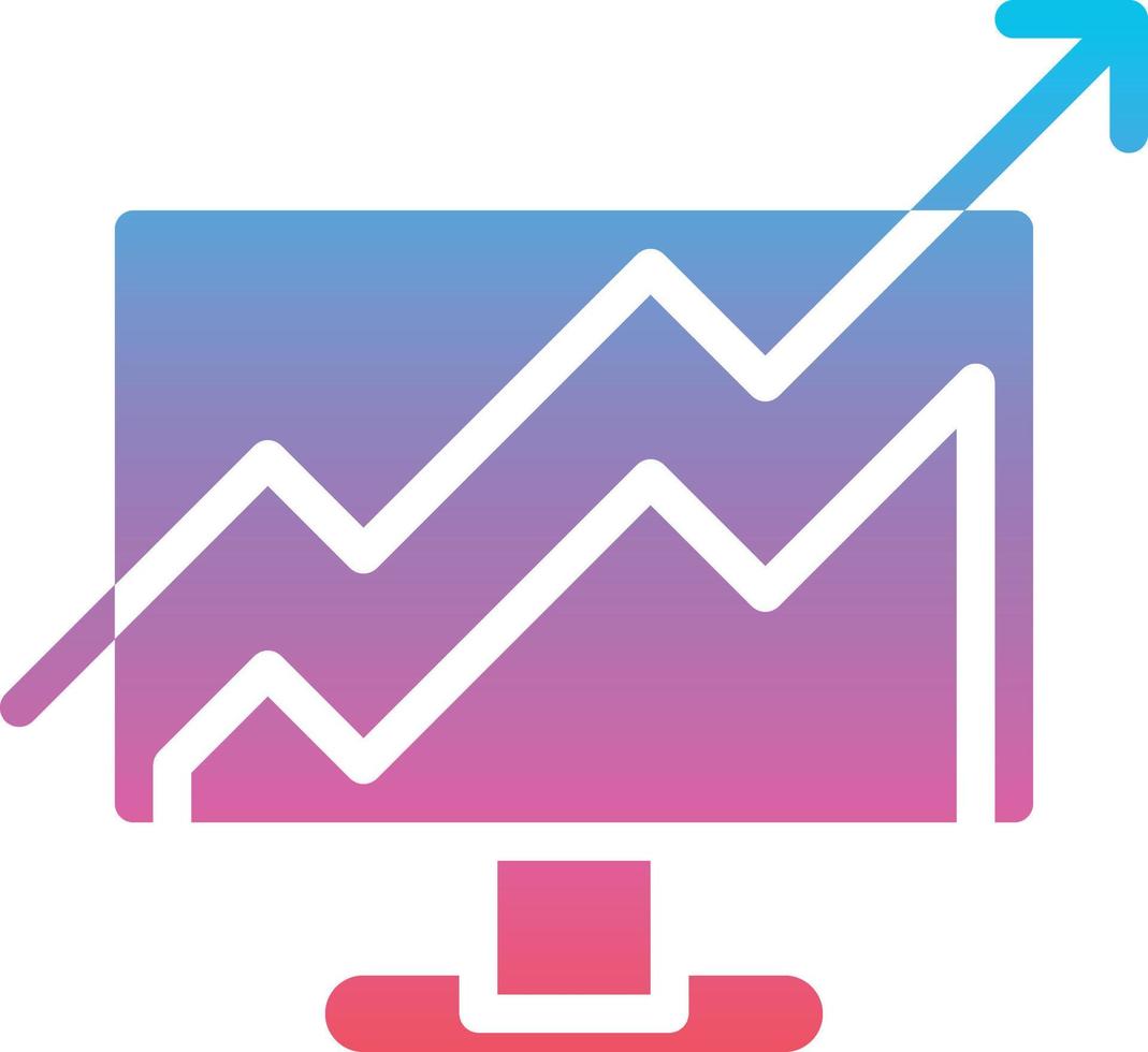 computador de gráfico de lucro de marketing digital - ícone sólido gradiente vetor